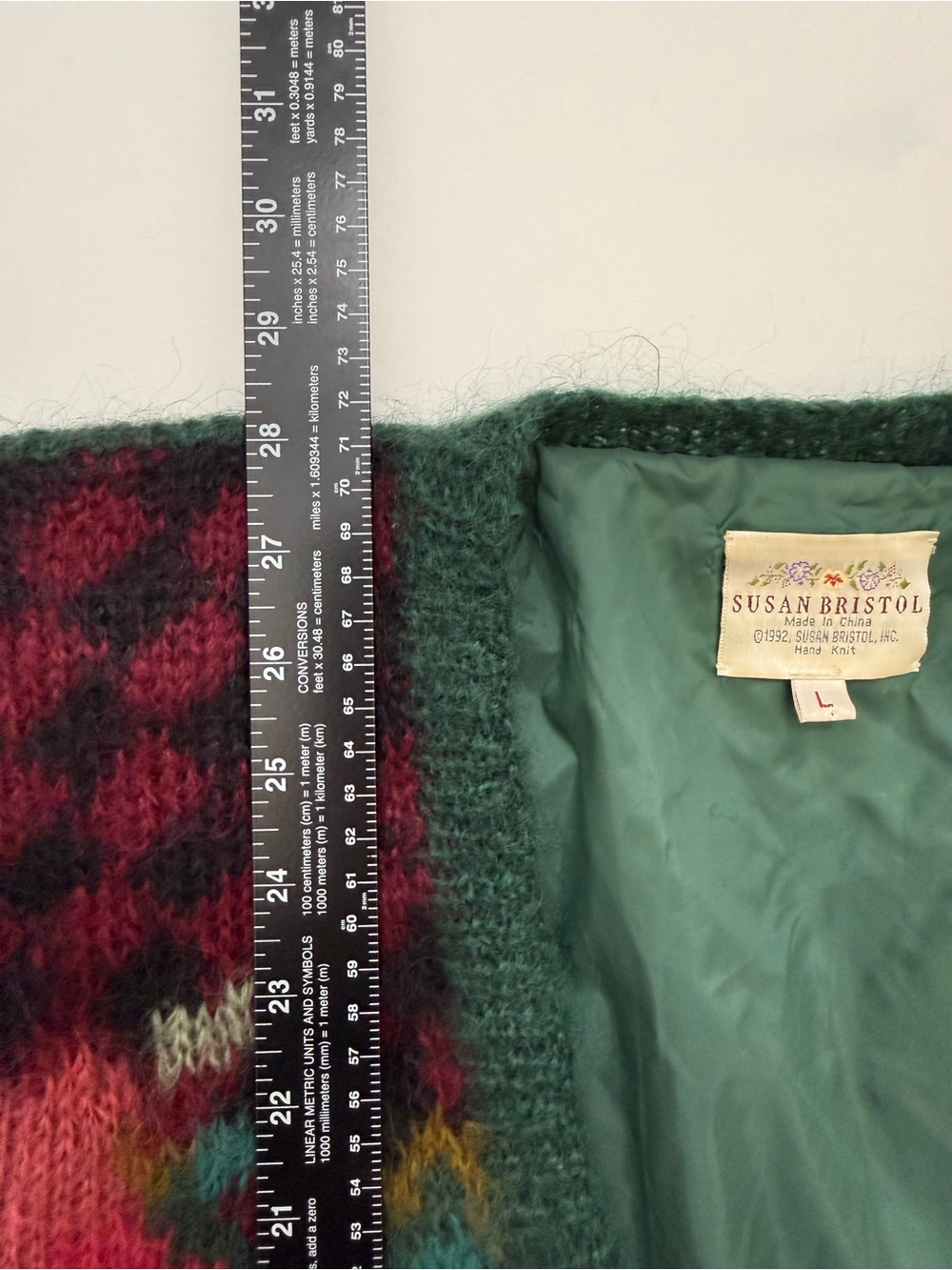 Vintage 90s Susan Bristol Mohair Floral Cardigan Women L Multicolor Boho Sweater - Picture 9 of 10